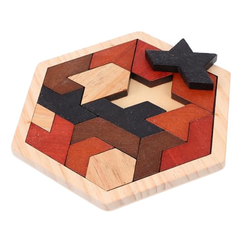 SUPVOX Holzspielzeug Tangram Puzzle Teiliges Sechseckiges Lernspielzeug mit Glatten Kanten Bunte Formen für Vorschulkinder Fördert Kreativität Konzentration und Hand Auge Koordination von Supvox