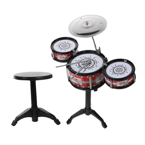 SUPVOX Jazz Schlagzeug Set aus Sicherem Kunststoff Teilig mit Hocker Pädagogisches Musikinstrument für Kleinkinder und Vorschulkinder Fördert Kreativität und Musikalische Entwicklung von Supvox