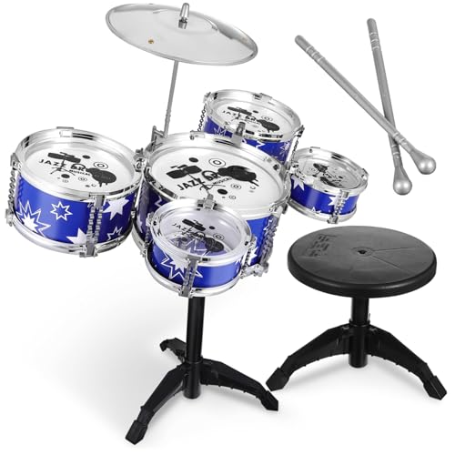 SUPVOX Jazz Schlagzeug Set für Kleinkinder mit Hocker Pädagogisches Teiliges Musikinstrument Fördert Rhythmusgefühl und Kreativität Blau SUPVOX Jazz Schlagzeug Set für Kleinkinder mit Hocker Pädagogisches Teiliges Musikinstrument Fördert Rhythmusgefühl und Kreativität Blau von Supvox