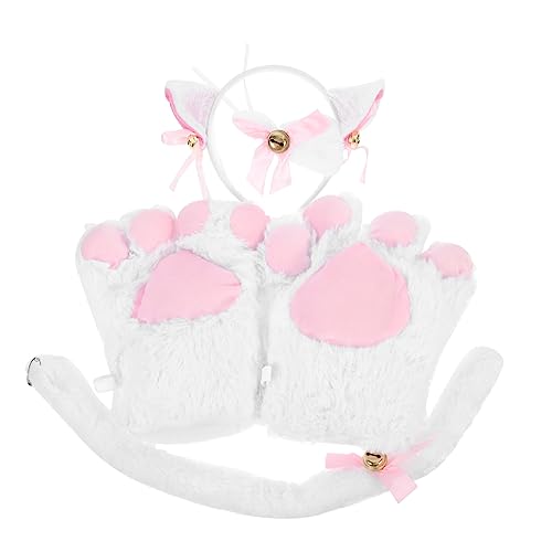 SUPVOX Katzenohren Haarreif Set mit Schleife Katzenpfoten Handschuhe und Teiliges Cosplay Kostüm Zubehör für Damen und Herren für Karneval Halloween und Partys von Supvox