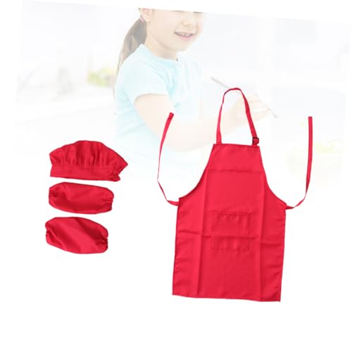 SUPVOX Kochset mit Schürze Kochmütze und Ärmel für Jahre Rotes Küchenkostüm Waschbar Strapazierfähig für Kochen Backen Malen und Partyspaß SUPVOX Kochset mit Schürze Kochmütze und Ärmel für Jahre Rotes Küchenkostüm Waschbar Strapazierfähig für Kochen Backen Malen und Partyspaß von Supvox