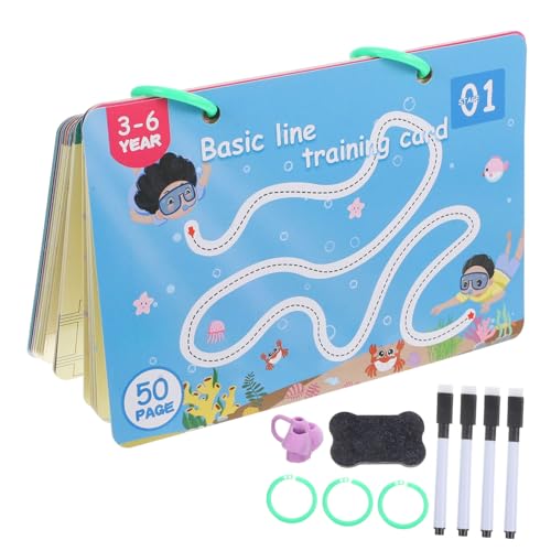 SUPVOX Kontrolliertes Stifttraining für Kleinkinder Abwischbare Trainingskarten mit Niedlichen Cartoon Motiven Fördert Feinmotorik und Handschriftentwicklung Sicheres Lernspielzeug für von Supvox