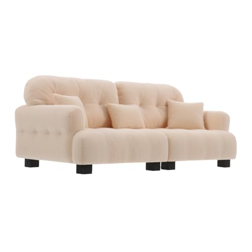 SUPVOX Maßstab Plüsch Mini Couch mit Kissen Weiche Puppenhaus Möbel Kleine Einrichtung für Kreatives Rollenspiel und Sammler Passend für Kleine Puppenhäuser von Supvox