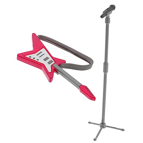 SUPVOX Maßstab Stabiles Material Gitarre und Mikrofonmodell Detailreich und Realistisch Puppenhaus Deko Zubehör für Miniatur Sammlungen SUPVOX Maßstab Stabiles Material Gitarre und Mikrofonmodell Detailreich und Realistisch Puppenhaus Deko Zubehör für Miniatur Sammlungen von Supvox