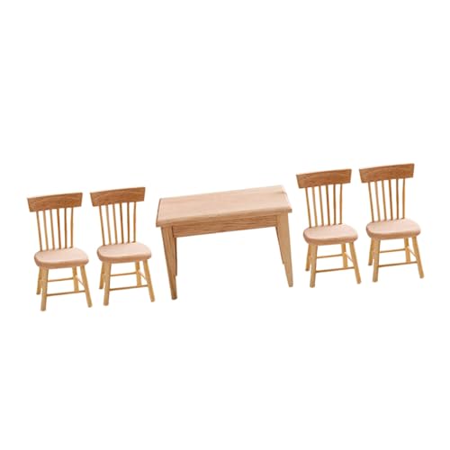SUPVOX Maßstab Teiliges Miniatur Esszimmermöbel Set aus Holz Kleiner Esstisch mit Holzstühlen Dekoratives Puppenhaus Zubehör SUPVOX Maßstab Teiliges Miniatur Esszimmermöbel Set aus Holz Kleiner Esstisch mit Holzstühlen Dekoratives Puppenhaus Zubehör von Supvox