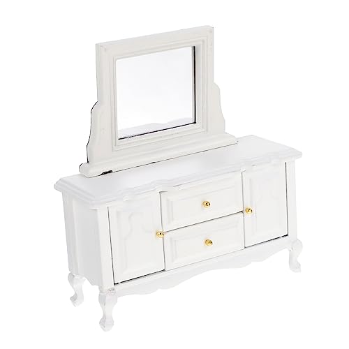 SUPVOX Mini -Dressingschrankmodell puppenhaus kommode Spiegel Eitelkeit Mini-Puppenhausmöbel Puppenhausmöbel Miniatur Mini -Puppenmöbel Miniatur-Hausmöbel Minikommode für Puppe Birke Weiß von Supvox