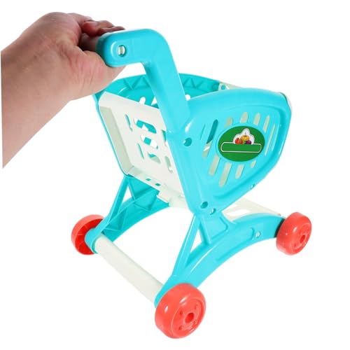 SUPVOX Mini Einkaufswagen für Simulation Handwagen mit Glatten Kanten Pädagogisches Lauflernhilfe Rollenspiel für Mädchen und Jungen Blau von Supvox