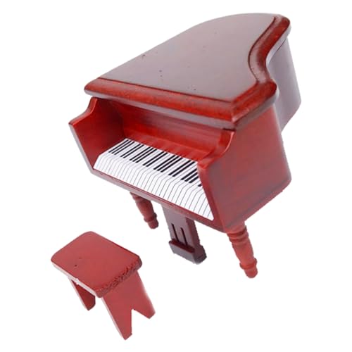 SUPVOX Mini Holz Klavier Ornament Miniatur Puppenhaus Deko Rotes Mini Piano für Puppenhaus Musikalische Szenen Gestaltung SUPVOX Mini Holz Klavier Ornament Miniatur Puppenhaus Deko Rotes Mini Piano für Puppenhaus Musikalische Szenen Gestaltung von Supvox