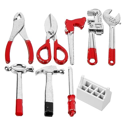 SUPVOX Mini Werkzeugkasten Set für Puppenhaus Teiliges Miniaturwerkzeug aus Birkenholz für Kreative Deko und Rollenspiele Kleinen Räumen von Supvox