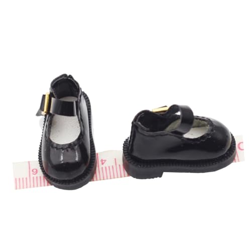 SUPVOX Mini puppenschuhe Einzelverschluss Handgefertigte Miniatur Schuh Dekoration für Bjd Puppen und Kleine Stoffpuppen Schwarzer Puppenschuhe für Puppenzubehör von Supvox