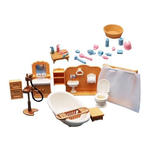 SUPVOX Miniatur Badezimmermöbel Mini Haus Modell mit Waschbecken und Badewanne Detailgetreu und Leicht Geeignet für Puppenhäuser DIY Basteln Kindgerechtes Lebensechte Dekoration von Supvox