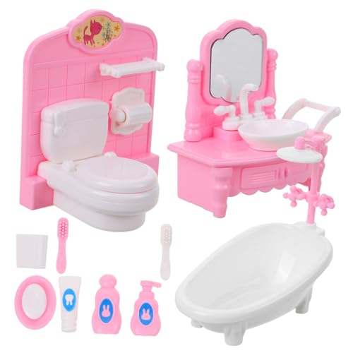 SUPVOX Miniatur Badezimmermöbel Set Realistische Puppenhaus Duschraum Accessoires Detailreiche Miniatur Deko für Spiel und Fotorequisit Fördert Kreativität und Feinmotorik von Supvox