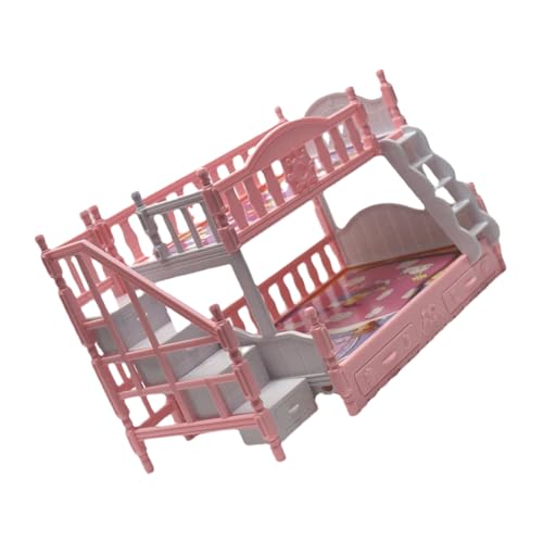 SUPVOX Miniatur Doppelstockbett Puppenhaus Möbel Modell Puppenmöbel Zubehör Rosa für Mini Haus Spielzimmer Kinderzimmer Dekoration von Supvox