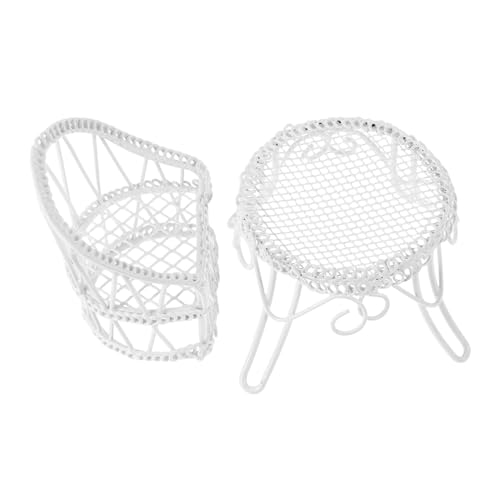 SUPVOX Miniatur Gartenmöbel Set Miniatur Tisch und Stühle aus Puppenhaus Zubehör Dekoratives Gartenmöbelset als Schreibtischdeko und Fotorequisite von Supvox