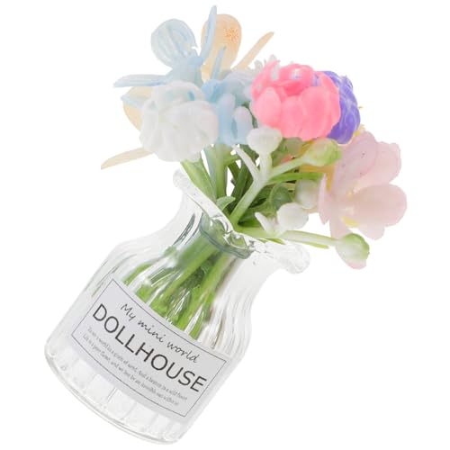 SUPVOX Miniatur Glasvase Blumenmodell Detailreich Gestaltete Mini Blumentopf Dekoration für Puppenhaus Realistische Miniaturpflanze Langlebiges Bonsai Zubehör Passend für Puppenmöbel und von Supvox