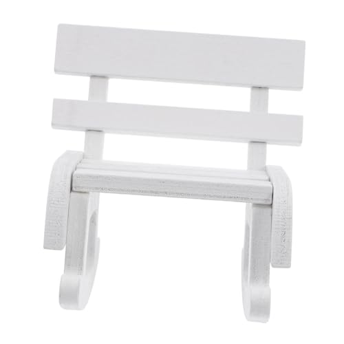 SUPVOX Miniatur Holz Schaukelstuhl Modell Puppenhaus Möbel Deko Weiß Vintage Stil für Puppenhaus Wohnzimmer Micro Landschaft Dekoration von Supvox