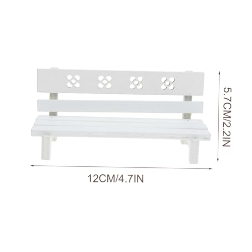 SUPVOX Miniatur Holzbank Gartenbank Dekoration Puppenhaus Möbel Miniatur Deko Ornament Kreative Vintage Parkbank für Mini Garten Landschaft und Tischdekoration Weiß von Supvox