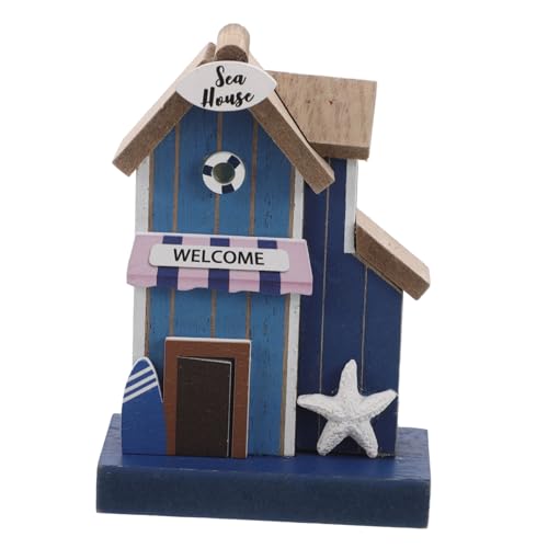 SUPVOX Miniatur Holzhaus Küsten Mediterrane Miniatur Strand Szene Holzaccessoires für Puppenhaus Basteln und Themen Detailreiche Möbel für Sammler von Supvox