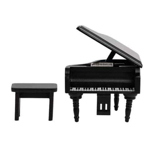 SUPVOX Miniatur Holzklavier Deko Puppenhaus Möbel Zubehör Schwarzer Mini Flügel für Realistische Miniatur Hausgestaltung und Wohnraumdekoration von Supvox