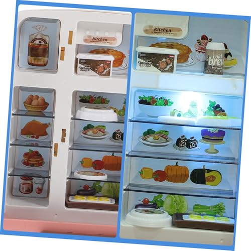 SUPVOX Miniatur Kühlschrank Set Detailreiches Mini Haus Zubehör Mehrschichtiger Kinderkühlschrank mit Sicheres Aufbewahrungsspielzeug für Fördert Ordnung und Interaktion von Supvox