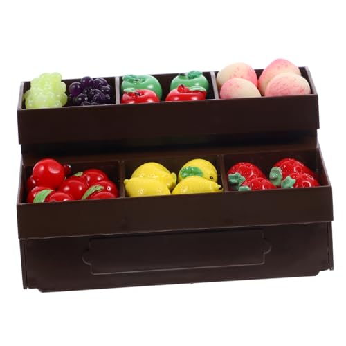 SUPVOX Miniatur Obst und Gemüseregal für Puppenhaus Miniatur Supermarktregal mit Buntem Mini Geeignet für Basteln und Mini Shops von Supvox