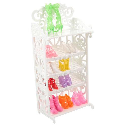 SUPVOX Miniatur Plastik Schuhregal Puppenmöbel Kleines Leichtes Aufbewahrungsregal mit Realistischem Design Geeignet für Puppenhaus Schlafzimmer Wohnzimmer Kreatives von Supvox