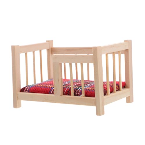 SUPVOX Miniatur Puppenhaus Babybett Holz mit Matratze Detailgetreues Puppenhaus Schlafzimmer Zubehör Stabiles Miniaturbett für Kreative Dekoration und Fotografie Stilvolles Puppenmöbel von Supvox