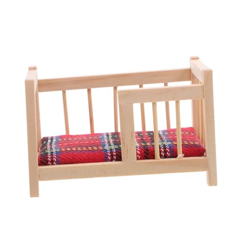 SUPVOX Miniatur Puppenhaus Babybett aus Holz Einstellbares Einzelbett mit Stoffmatratze Vielseitiges DIY Möbel für Puppen Geeignet für Landschaftsdekoration und Kreative Fotorequisiten von Supvox