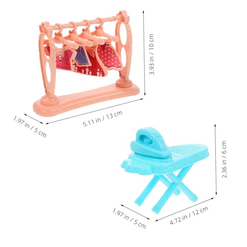 SUPVOX Miniatur Puppenhaus Bügeleisen mit Miniatur Kleiderständer Detailreiche Mini Ornament Dekoration für Puppenhäuser Kompaktes und Tragbares Design Langlebiges und Sicheres Material von Supvox