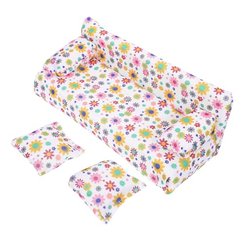 SUPVOX Miniatur Puppenhaus Sofa Modell mit Kissen Dekoratives Mini Möbelstück für Wohnzimmer Schlafzimmer Realistische Miniatur Doppelsitz Couch Kreatives Puppenhaus Zubehör von Supvox