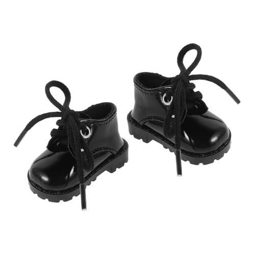 SUPVOX Miniatur Puppenschuhe aus Schwarzem Kunstleder für Puppen Langlebig Einfach Anzuziehen Zubehör für Puppenhaus Puppenfamilie und Miniaturspielzeug von Supvox