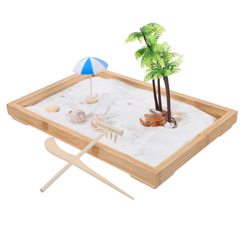 SUPVOX Miniatur Sandspielset Meditativer Zen Garten mit Meeresmotiven Dekoratives Sandtablett für Wohnzimmer und Büro Kreatives Entspannungs und Geschenkspielzeug von Supvox