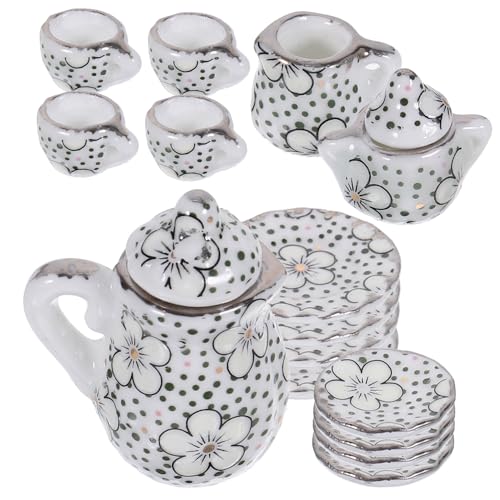 SUPVOX Miniatur Teeservice Set Teilig aus Keramik Puppenhaus Zubehör für Miniaturküche Dekorative Tasse und Untertasse Detailreiche Puppenhaus Deko für Realistische Mini Szenen von Supvox