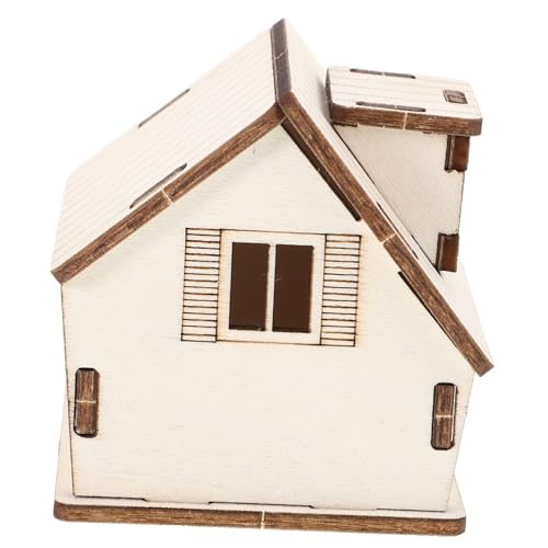 SUPVOX Miniaturholzhausmodell Spielzeughaus hölzernes Mini -Haus Miniatur -Gewächshaushaus Mini Möbelmodelle Minihäuser zum Basteln Miniaturhaus aus Holz Miniaturhaus Kit Mini-Haus Beige von Supvox