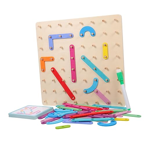 SUPVOX Montessori Holz Geoboard Lernspielzeug für Ab Jahren Geometrisches Steckpuzzle mit Natürlichen Materialien Fördert Feinmotorik Logisches Denken und Mathematisches Verständnis von Supvox