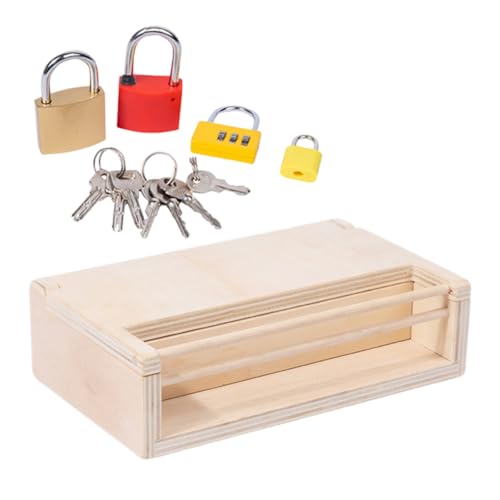 SUPVOX Montessori Holzspielzeug Lernspielzeug für Kleinkinder Jahre Pädagogisches Schlüssel und Schlossset Sicher Verarbeitet mit Glatten Kanten Hand Auge Koordination und von Supvox