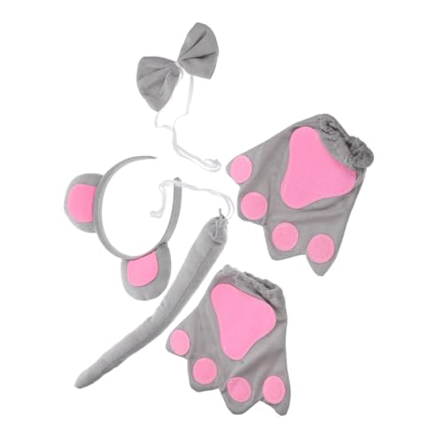SUPVOX Niedliches Mäuse kostüm Set mit Grauem Ohr haarreif Handschuhen und Schleife Tier Cosplay Zubehör für Mädchen für Geburtstag Halloween Kostümparty und Fasching von Supvox