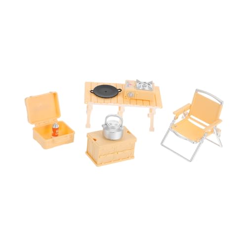 Supvox Küchenspielset Mit Tisch Und Stuhlset Für Junge Mädchen Inklusive Camping-Rollenspiele Mini-hauszubehör Und Puppenhaus-geschirrset Leicht Für Fantasievolles Spielen von Supvox