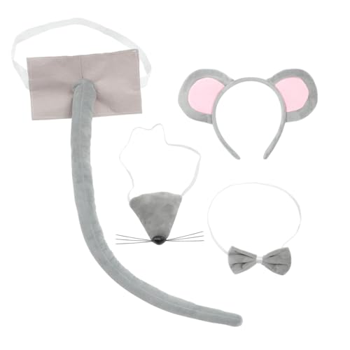 SUPVOX Party Set Maus Kostüm mit Grauem Stirnband Schleife Filzschwanz und Nase Leichtes Tierkostüm Zubehör für Halloween Karneval Geburtstag und Cosplay von Supvox