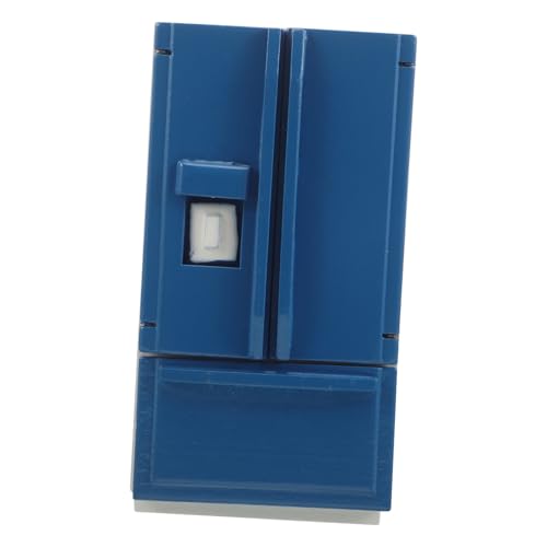 SUPVOX Puppenhaus Kühlschrank Miniatur Holz Modell Doppel-tür Küchengerät für Rollenspiele Kreatives Puppenmöbel Zubehör Weiß-blau von Supvox