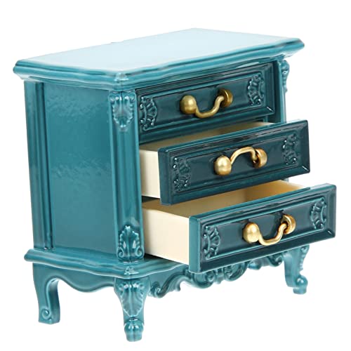 SUPVOX Puppenhaus Mini -nachttisch -Ornamente Winzig Kabine Miniatur Bett Puppenhausmöbel Puppenhaus-nachttisch Modell Puppenstubentisch Mini-nachttischmodell Mini -hausmöbel Plastik Blau von Supvox