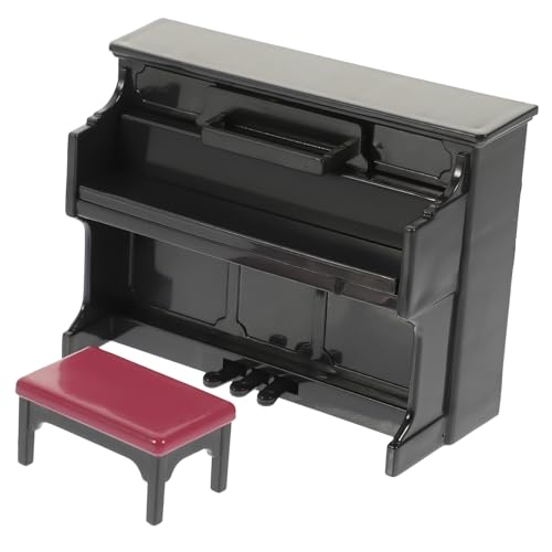 SUPVOX Puppenhaus Miniatur Klavier Modell Mini Flügel Kunststoff Schwarz mit Hocker und Notenständer Dekoration Puppenmöbel für Fotorequisiten und Miniaturen von Supvox