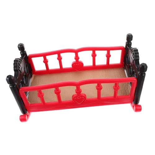 SUPVOX Puppenhaus Puppenwiege Rotes Babybett Zubehör für Mädchen Kreatives Rollenspiel Zubehör für Puppenmöbel von Supvox