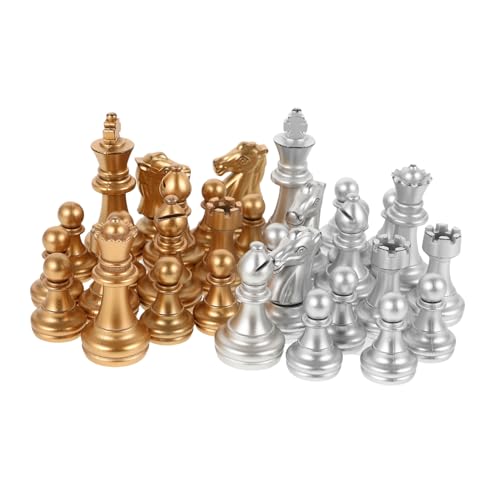 SUPVOX Schachfiguren Kunststoff Ersatz Schachspiel International Elektrobeschichtet Gold Silber Leicht Tragbar Ergonomisch Geformt für Brettspiele und Unterricht von Supvox