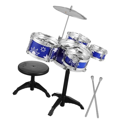 SUPVOX Schlagzeug Set mit Hocker Pädagogisches Jazz Schlagzeugspielzeug für Kleinkinder Komplettes Percussion Musikinstrument zur Rhythmus und Musikalisches Talent Blau SUPVOX Schlagzeug Set mit Hocker Pädagogisches Jazz Schlagzeugspielzeug für Kleinkinder Komplettes Percussion Musikinstrument zur Rhythmus und Musikalisches Talent Blau von Supvox