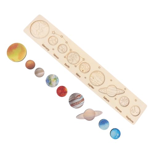 SUPVOX Sonnensystem Holzpuzzle für Jahre Planetenspielzeug mit Großem Blockdesign Kognitives Lernspielzeug Kreativität und Feinmotorik Pädagogisches Weltraumspielzeug von Supvox