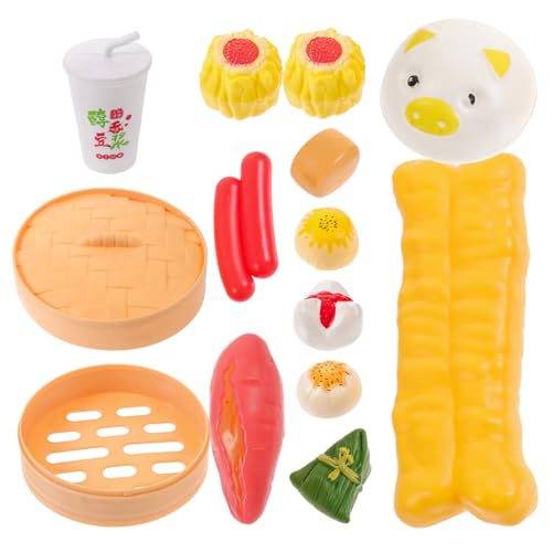 SUPVOX Spielküche Frühstücks Set Pädagogisches Food Playset aus Kunststoff Realistische Lebensmittel Modelle für Kreatives Rollenspiel Fördert Feinmotorik und Teamfähigkeit Leicht Tragbar von Supvox