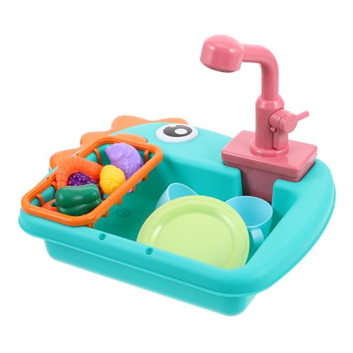 SUPVOX Spielküche Geschirrspüler mit Fließendem Wasser Realistische Waschmaschine Detailreiche Rollenspiel Spüle Blaues Set für Jungen und Mädchen Pädagogisches Küchenutensil von Supvox