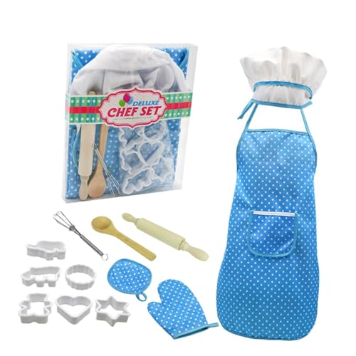 SUPVOX Teiliges Kinderküche Zubehör Set mit Koch Backutensilien Inklusive Schützender Schürze und Handschuhen Pädagogisches Rollenspiel Küchenwerkzeug für Mädchen und Jungen Sicher und von Supvox