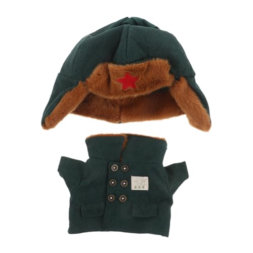 SUPVOX Teiliges Puppen-Armee-Outfit Warme Polyesteruniform mit Mütze Kreative -kostüm Kleidung für Plüschtiere Winterfestes Puppenkleid für Fantasievolles Spiel und Sammlung Grün von Supvox